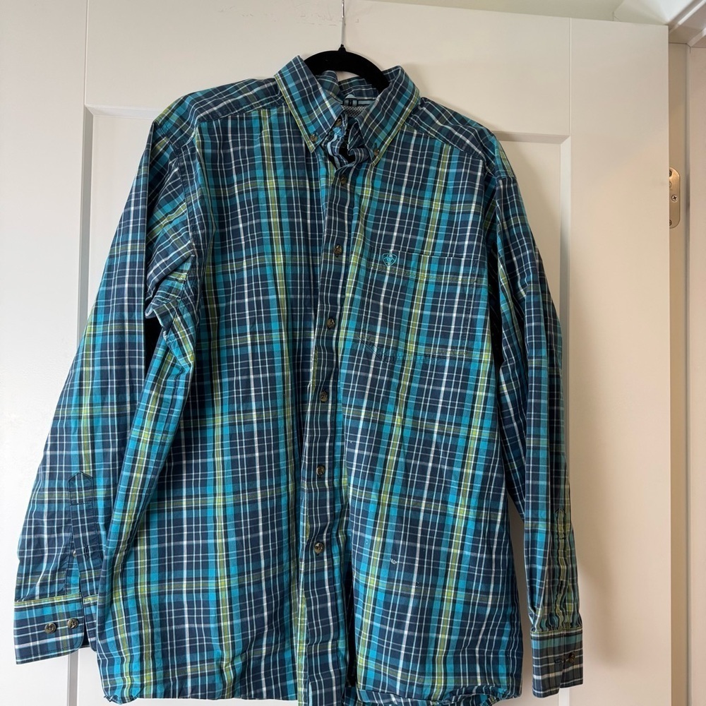 Ariat Pro Series Shirt Men’s Large Outdoor Plaid Fishing Hiking Top lightweight